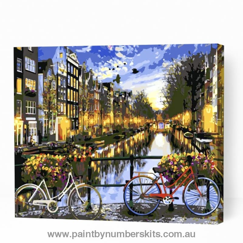 Bicycles by the Canal - Paint By Numbers Cities