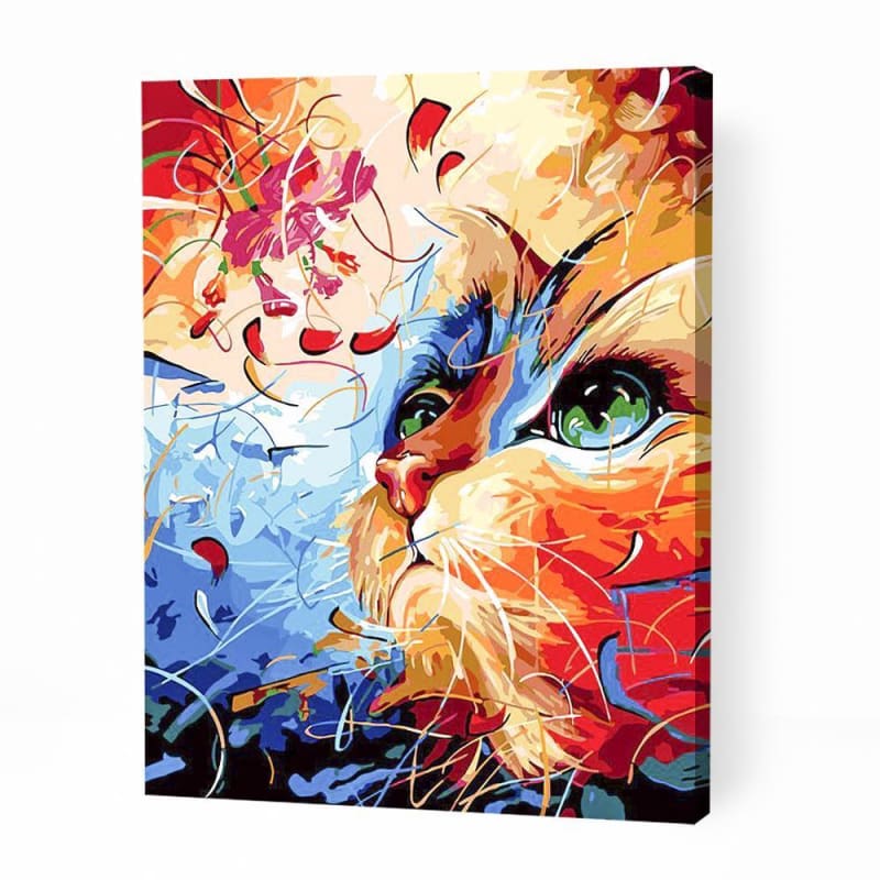 Colorful Kitten with Green Eyes - Paint By Numbers Cities