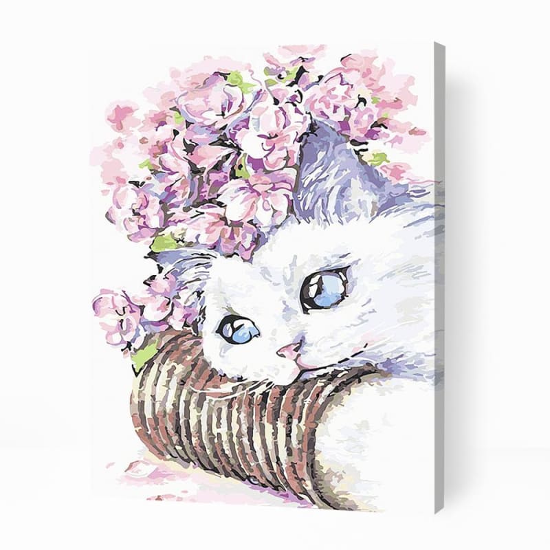 Cute Kitten with Flowers - Paint By Numbers Cities