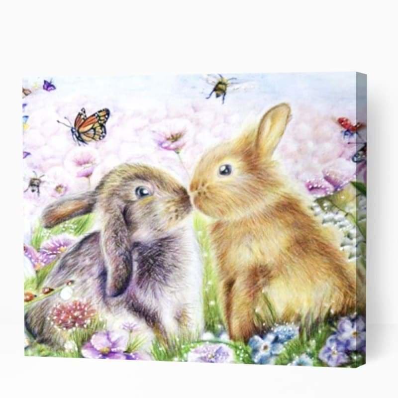 Cute Rabbits Kissing - Paint By Numbers Cities