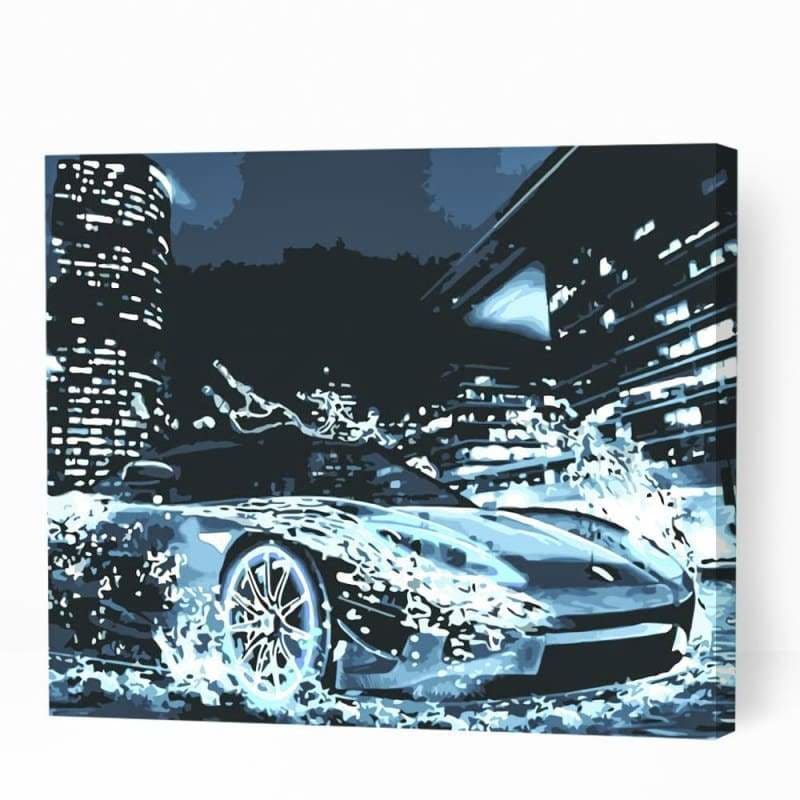 Ferrari Splashing Water - Paint By Numbers Cities