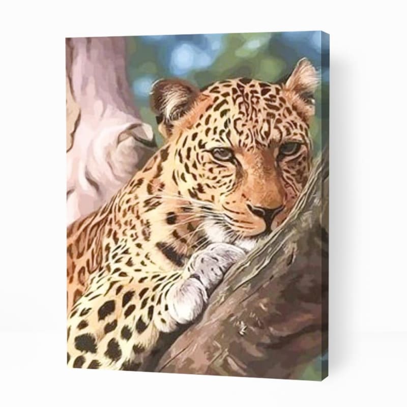 Gazing Leopard in Forest - Paint By Numbers Cities