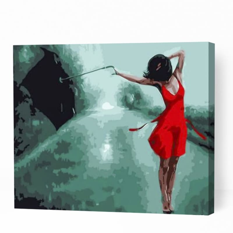 Girl Dancing in Rain - Paint By Numbers Cities