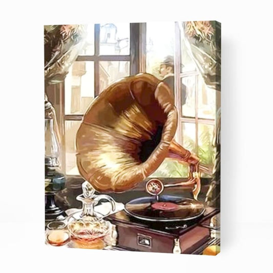 Gramophone and Red Wine - Paint By Numbers Cities