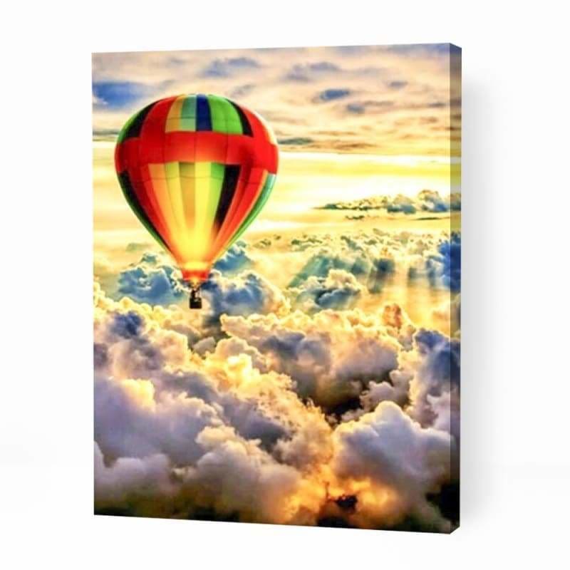 Hot Air Balloon over Clouds - Paint By Numbers Cities