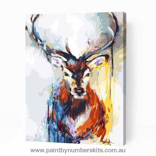 Colorful Deer with Antlers - Paint By Numbers Cities