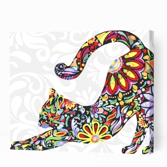 Modern Colorful Cat Stretching - Paint By Numbers Cities