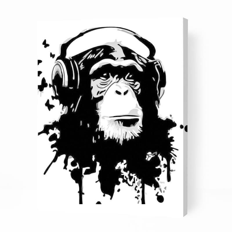 Modern Monkey with Headphones - Paint By Numbers Cities