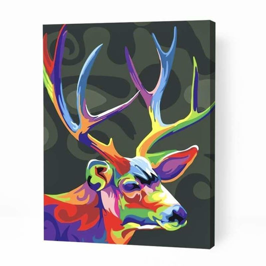 Multicolor Deer with Antlers - Paint By Numbers Cities