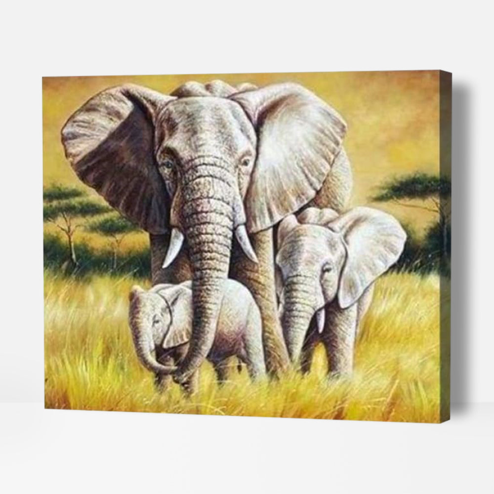 Power elephant family - Paint By Numbers Cities