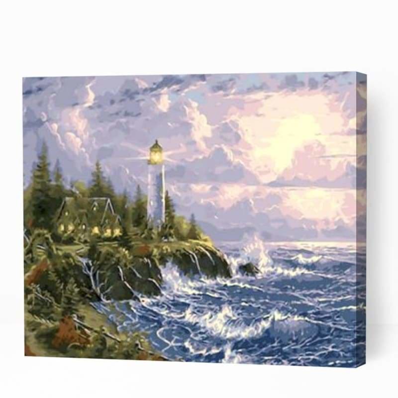 Sea Lighthouse under Bright Sky - Paint By Numbers Cities