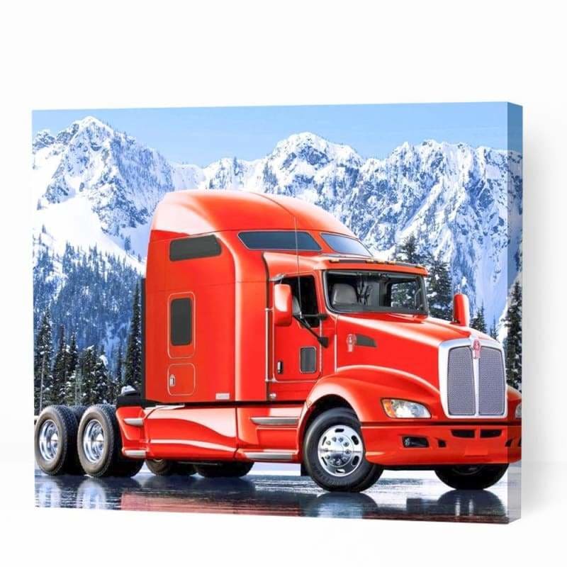 Snow Truck near Mountains - Paint By Numbers Cities