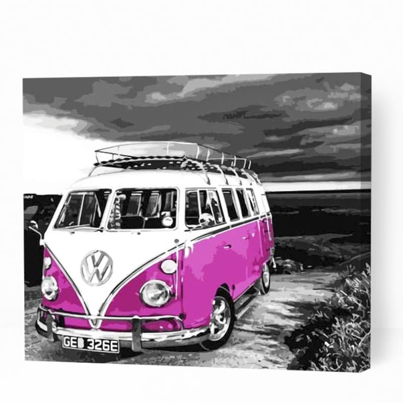 Volkswagen Pink Combi Van - Paint By Numbers Cities