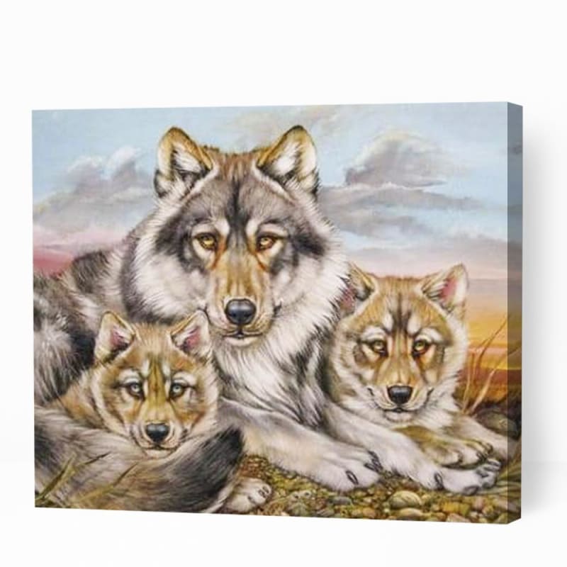 Wolf Family in Forest - Paint By Numbers Cities